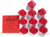 Chessex Opaak Rood/Zwart D10 Dobbelsteenset (10 stuks)