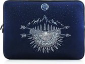 Laptop sleeve tot 15.6-16 inch met bohemian print – Zwartblauw/Wit