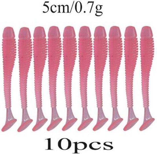 Hiden | Siliconen Roze Kunstaas Wormpjes - Vissen - Hobby - Sport | 10 stuks