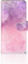Geschikt voor Samsung Galaxy J6 2018 Bookcase Hoesje Design Pink Purple Paint