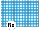 Oktoberfest - 8x Placemats blauw/wit geblokt 43 x 30 cm