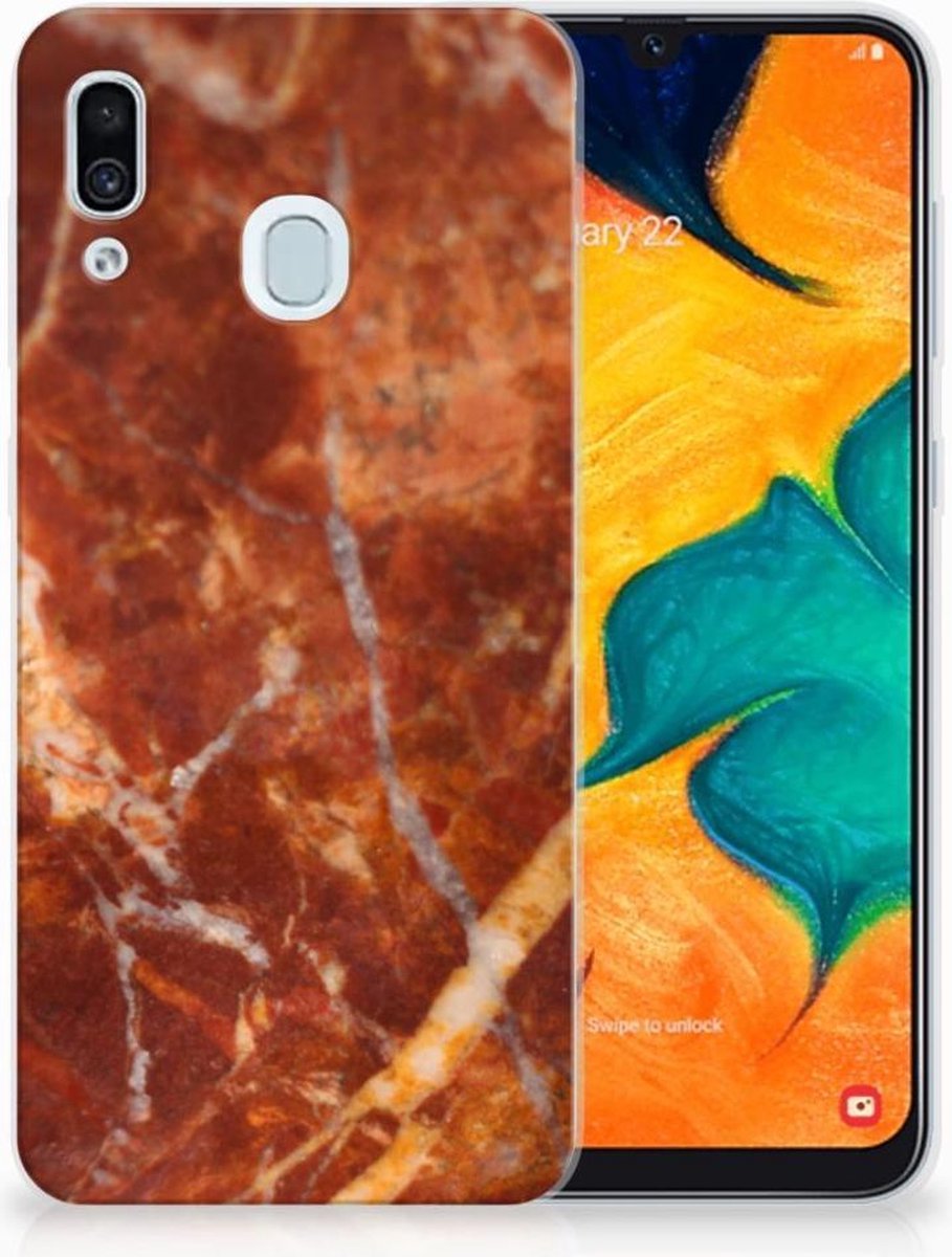 Samsung Galaxy A30 TPU Siliconen Hoesje Marmer Bruin