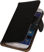 Sony Xperia Z2 Snake Slang Bookstyle Wallet Hoesje Zwart - Cover Case Hoes
