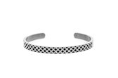 CO88 Collection Majestic 8CB 90102 Stalen Open Bangle met Ster Patroon - One-size (60x50x6 mm) - Zilverkleurig / Zwart