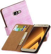 Hagedis Bookstyle Wallet Case Hoesje Geschikt voor Samsung Galaxy A5 2017 A520F Roze