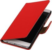 Rood Effen booktype wallet cover hoesje voor HTC Desire 610