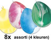 Marble ballonnen (gemarmerd) gemixte kleuren, 8 stuks, 30 cm
