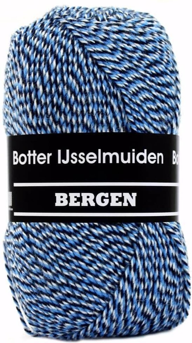 Bergen blauw gemeleerd 82 - Botter IJsselmuiden PAK MET 10 BOLLEN a 100 GRAM. PARTIJ 162463. INCL. Gratis Digitale vinger haak en brei toerenteller