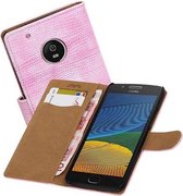 Hagedis Bookstyle Wallet Case Hoesjes Geschikt voor Moto G5 Plus Roze
