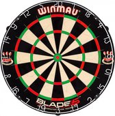 winmau blade 5 incl. rubberen surround ring blauw en scorebord