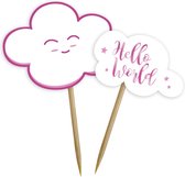 Folat - Cupcake toppers Wolk Roze (24 stuks)