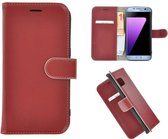 Samsung Galaxy S7 Edge - Bookcase - Portemonnee Hoes Echt leer Wallet case Donkerrood