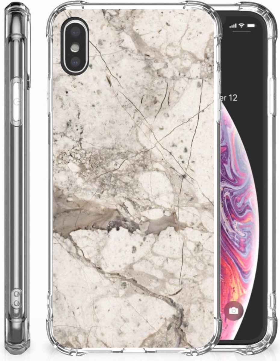 Apple iPhone Xs Max Anti-Shock Hoesje Marmer Beige