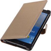 PU Leder Goud Samsung Galaxy Tab 4 7.0 Stand Book/Wallet Case/Cover