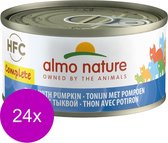 Almo Nature Natvoer met 100% vers vlees of vis voor Katten - HFC Complete - 24 x 70g - in 4 Smaken - Tonijn met Pompoen - 24 x 70 gram