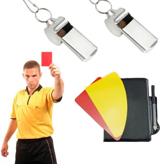 Scheidsrechter Set Met Fluit Rode & Gele Kaarten - Voetbal Scheidsrechterkaarten - Referee Accessory Soccer Set Met Aantekeningen Boek