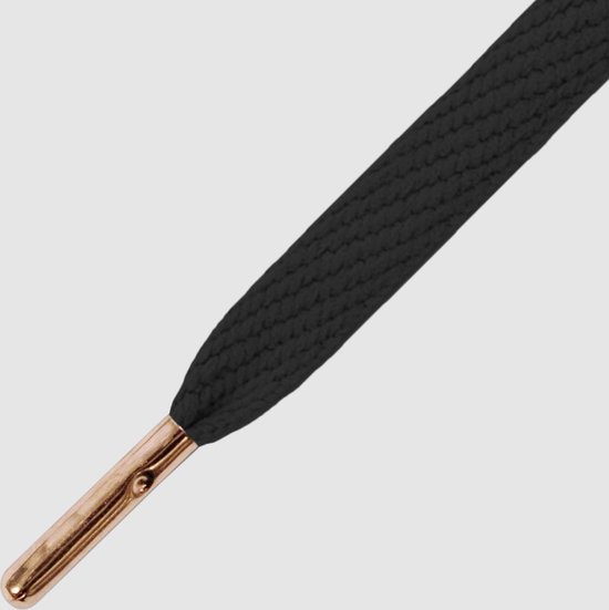 Mr.Lacy - sneakerveters - Smallies plat - zwart rosé Gold Tips - veterlengte 90 cm