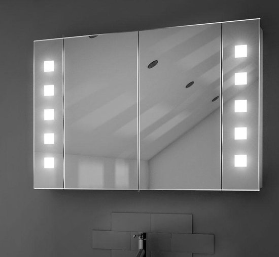 Badkamer spiegelkast met verwarming en verlichting 90 x 60 cm | bol.com