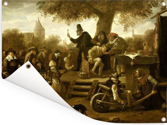 Le charlatan (Les rochers) - Peinture de Jan Steen Garden poster 80x60 cm - Toile de jardin / Toile d'extérieur / Peintures pour l'extérieur (décoration de jardin)