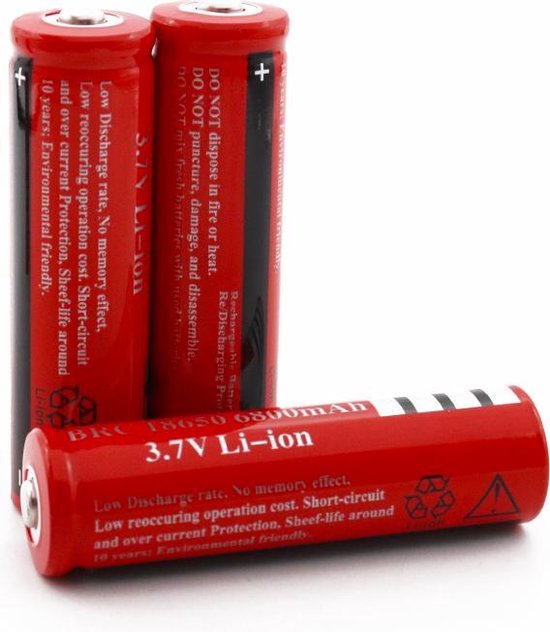 1x 18650 batterij 3,7V 6800mAh oplaadbaar GROTE capaciteit. | bol.com