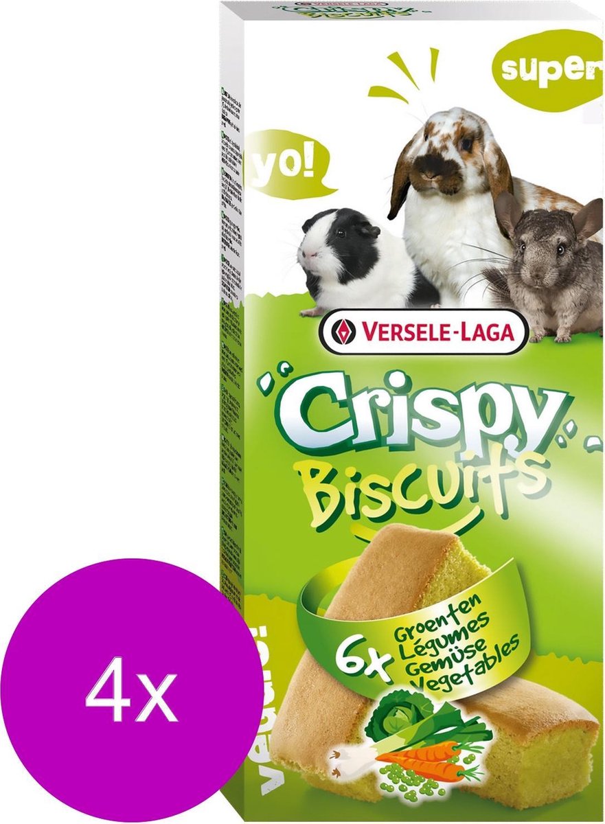 Versele-Laga Crispy Biscuit Knaagdier A 6 - Konijnensnack - 4 x Groente 70 g