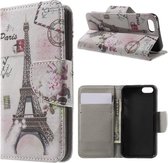 magnetische flip pu lederen hoes voor iphone se 5s 5 postkaartstijl eiffeltoren