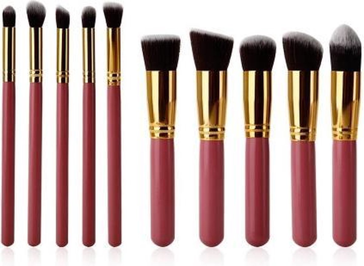 Professionele Makeup Kwasten RozeGoud 10 delig Kwastenset