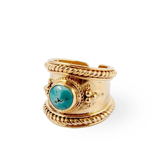 Verguld gouden ring met steen Bohème - Turquoise | bol.com