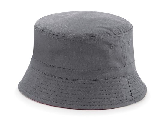 Beechfield Reversible Bucket Hat Maat L XL Burgundy Graphite Grey
