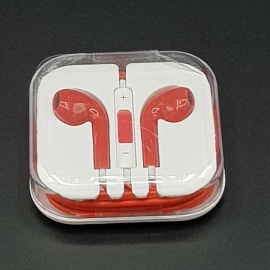 Lightning naar mini jack adapter + Oordopjes Earbuds Rood