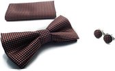 Vlinderstrik Pochet Manchetknopen Rood