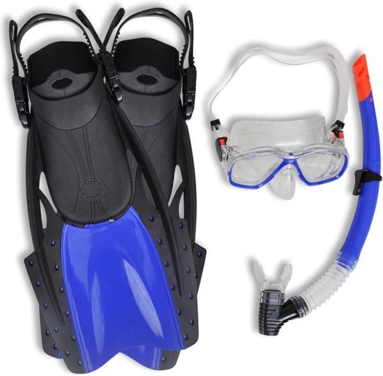 Elke week Productiecentrum Op het randje vidaXL Duik en snorkel set met flippers en bril blauw voor volwassenen  42-47 | bol.com