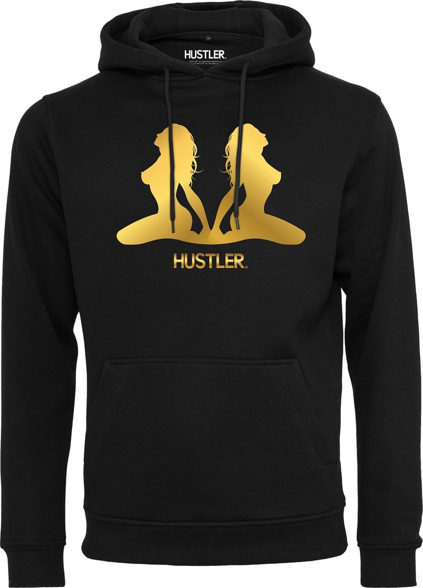 Hustler gold hoody in kleur zwart maat XL