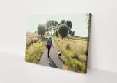 Canvasdoek - Schilderij - Vrouw Park Landschap Stichting By Amanda - Wit, Groen En Grijs - 100 X 150 Cm