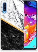 Smartphonehoesje Samsung Galaxy A70 Marble White Black