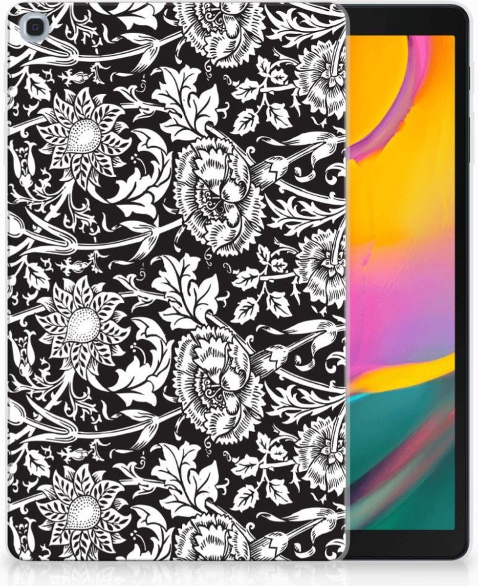 Samsung Galaxy Tab A 10.1 (2019) Siliconen Hoesje Black Flowers