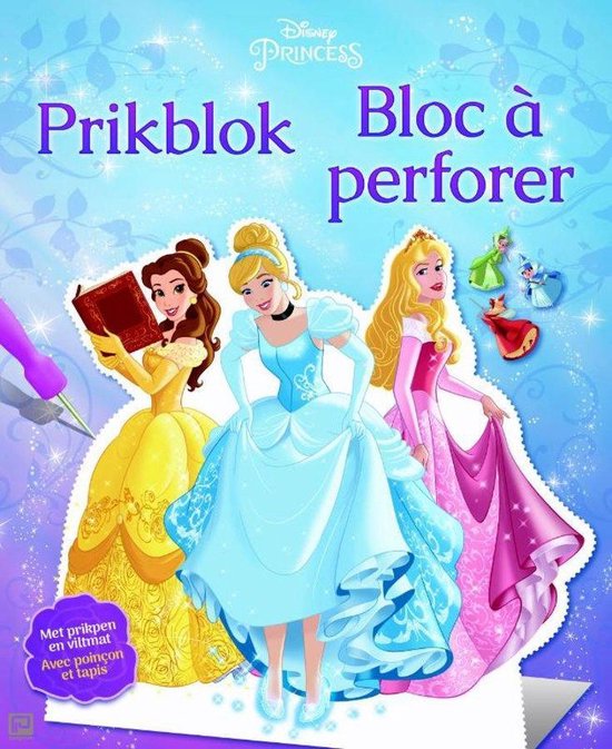 Prikblok met Disney Princesses Belle, Assepoester en Doornroosje in hun feestjurken.