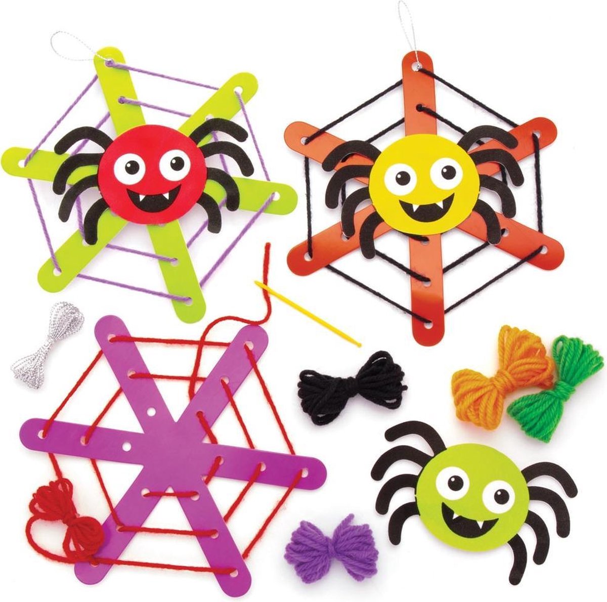 Baker Ross Spinnenweb Weven Decoratiesets (Set van 5) Spookachtige Knutselspullen voor Kids
