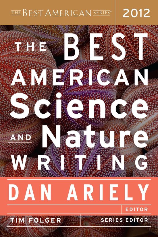 Boekomslag van 'The Best American Science and Nature Writing 2012' met de titel in witte letters op een achtergrond van rode en paarse zee-egels.