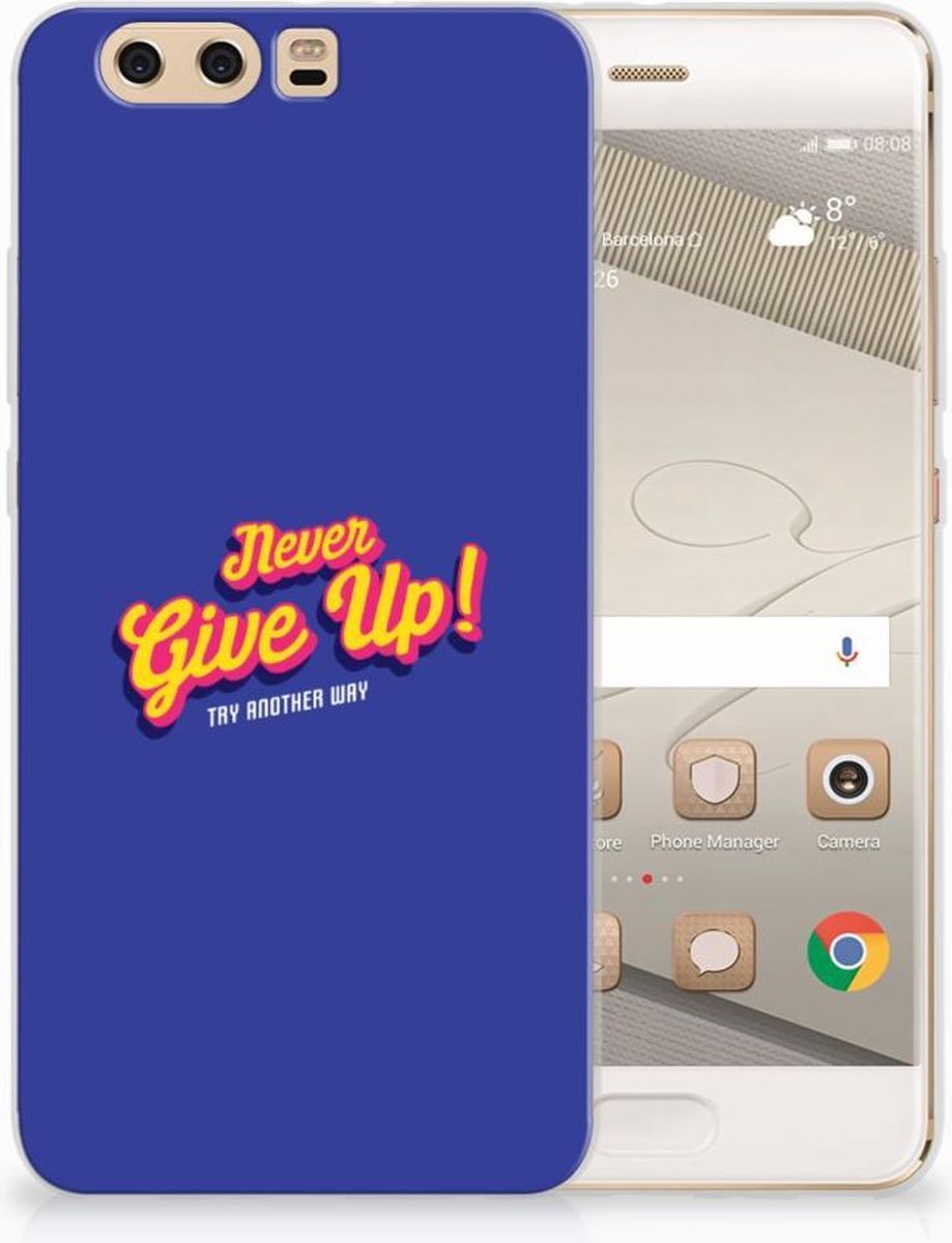 Huawei P10 Plus Siliconen hoesje met naam Never Give Up