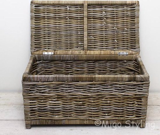 Panier de rangement avec couvercle 75x40xH40-Rotan-Grey