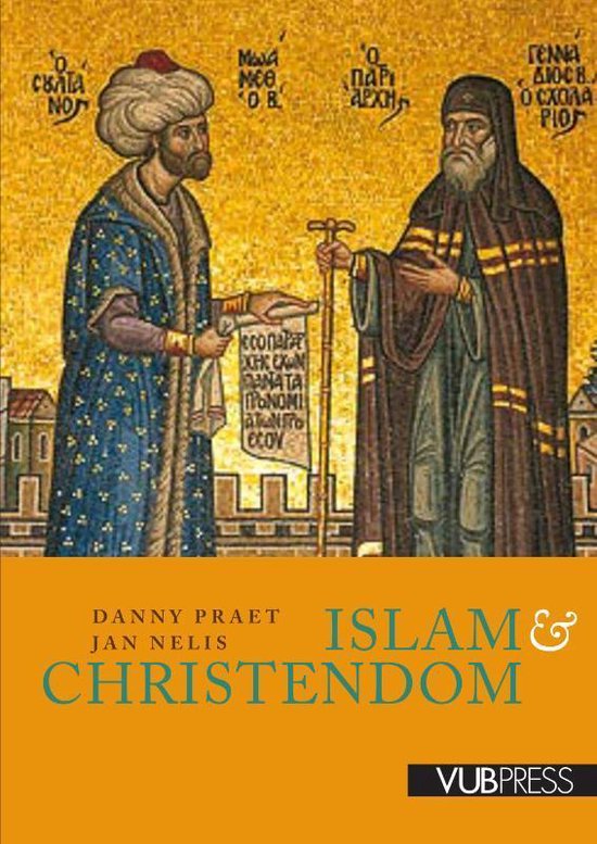 Boekomslag 'Islam & christendom' met een mozaïek van twee mannen in traditionele kleding.