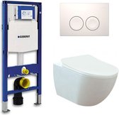 Geberit UP 100 toiletset - Inbouw WC Wandcloset - Creavit Mat Wit Geberit Delta-21 Wit