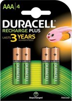 Duracell AAA Plus (Oplaadbaar) - 750mAh StayCharged - 4 Stuks