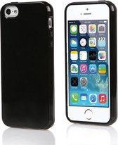 Xssive TPU Back Cover en tempered glass voor iPhone 5C - Back cover - TPU - Gelly - Zwart