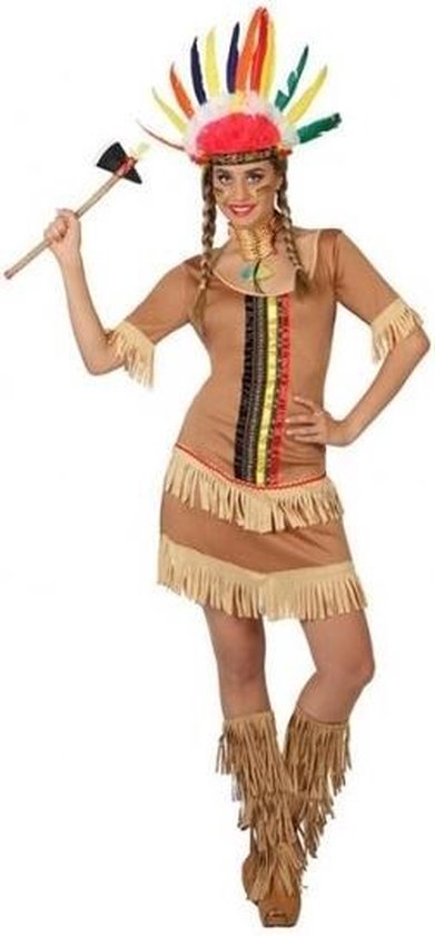 Indiaan verkleed kostuum -  Indianen verkleed jurkje voor dames - carnavalskleding - voordelig geprijsd