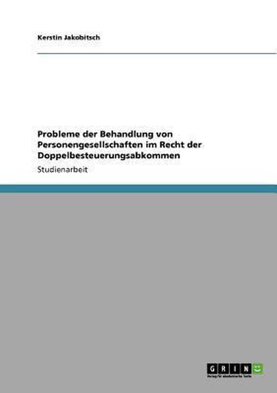 Probleme der Behandlung von Personengesellschaften im Recht  ... - cover
