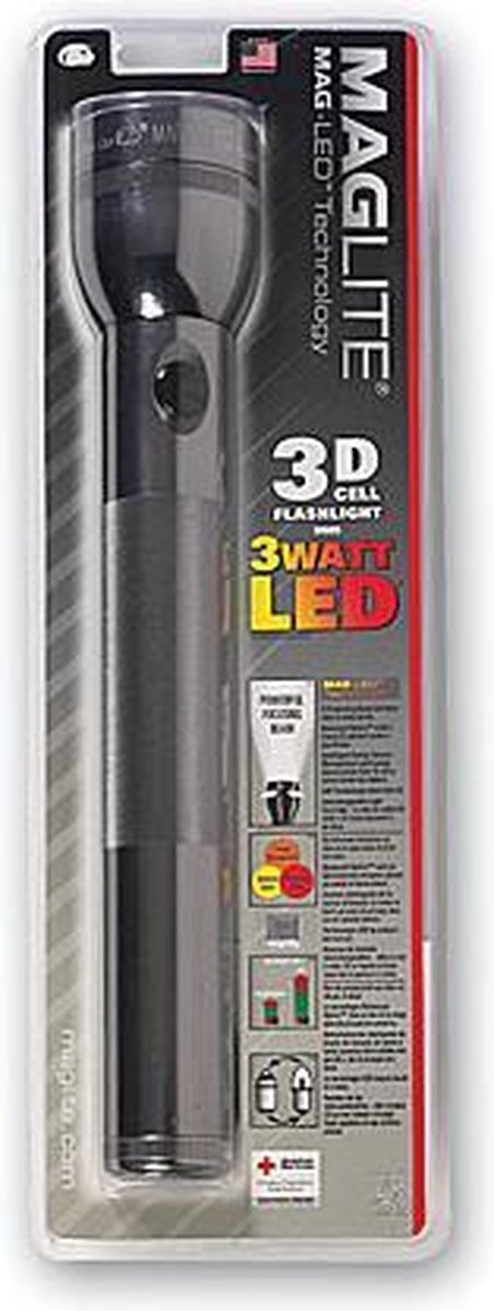 MagLite 3D-cell - LED Staaflamp - Aluminium - Zwart - incl. 3 stuks Duracell Industrial batterijen D size