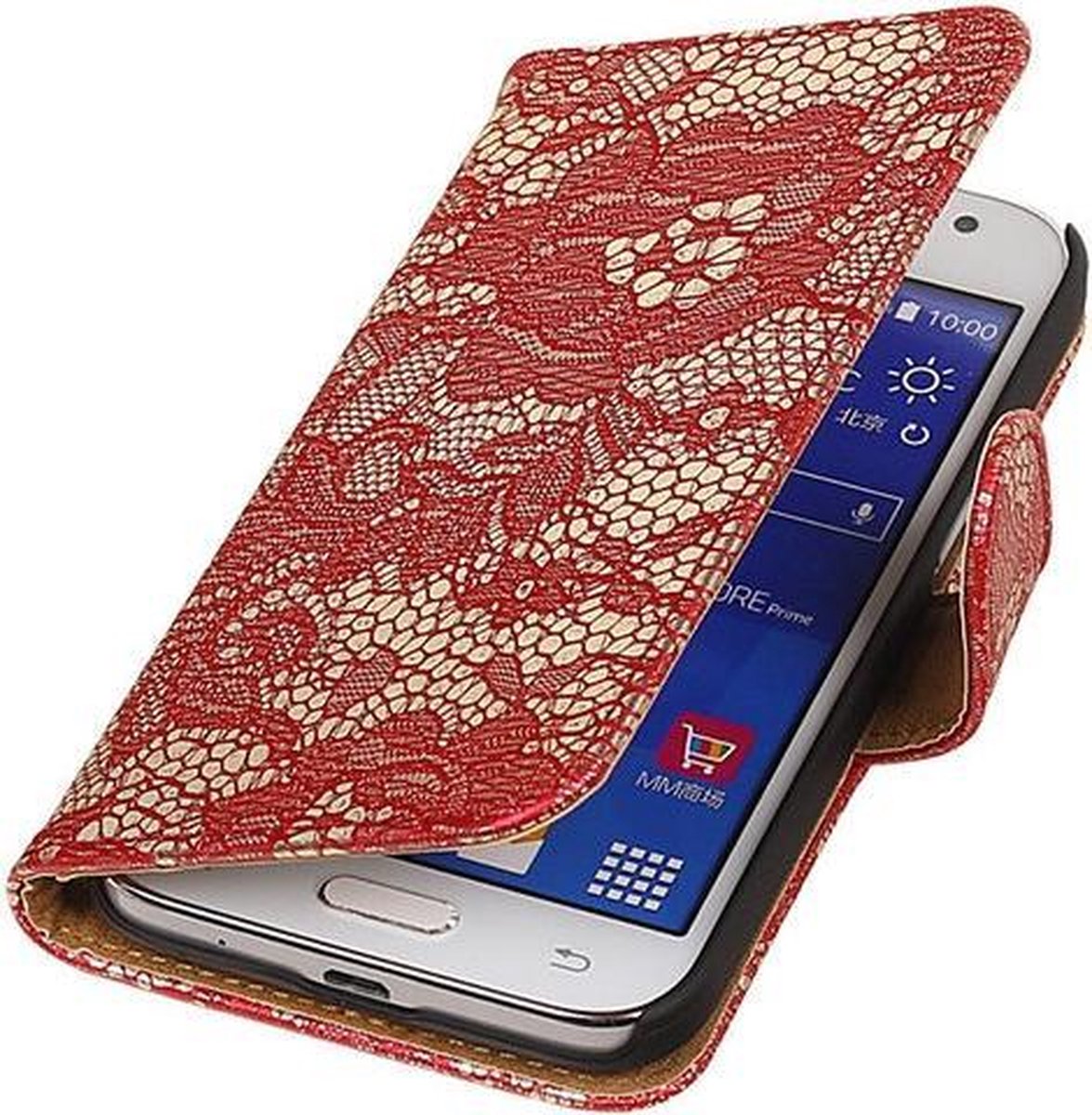 Samsung Galaxy J2 - Rood Lace Booktype Wallet Hoesje