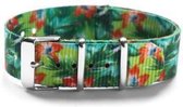 Premium Design Print Floral - Nato strap 20mm - Horlogeband Bloemen Groen Rood